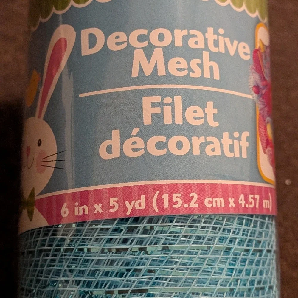 Turquoise Blue Decorative Mesh Roll with‎ Metallic Tinsel 6in x 5yd Craft Supply